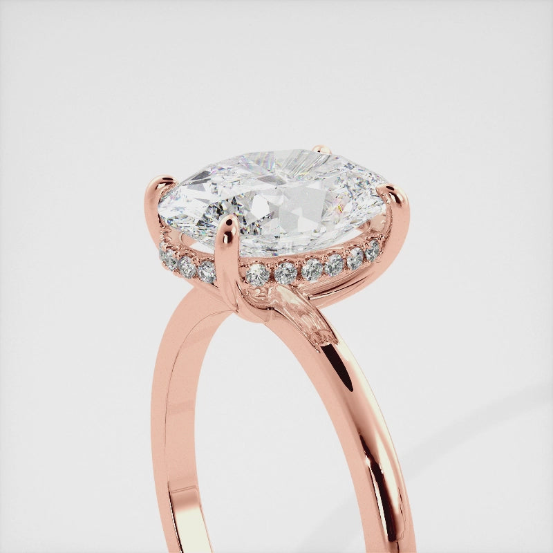 The Oval Diamond Engagement Ring with Hidden Halo