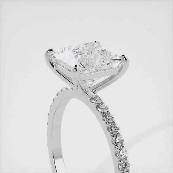 Cushion Solitaire Diamond Ring with Eternity Band