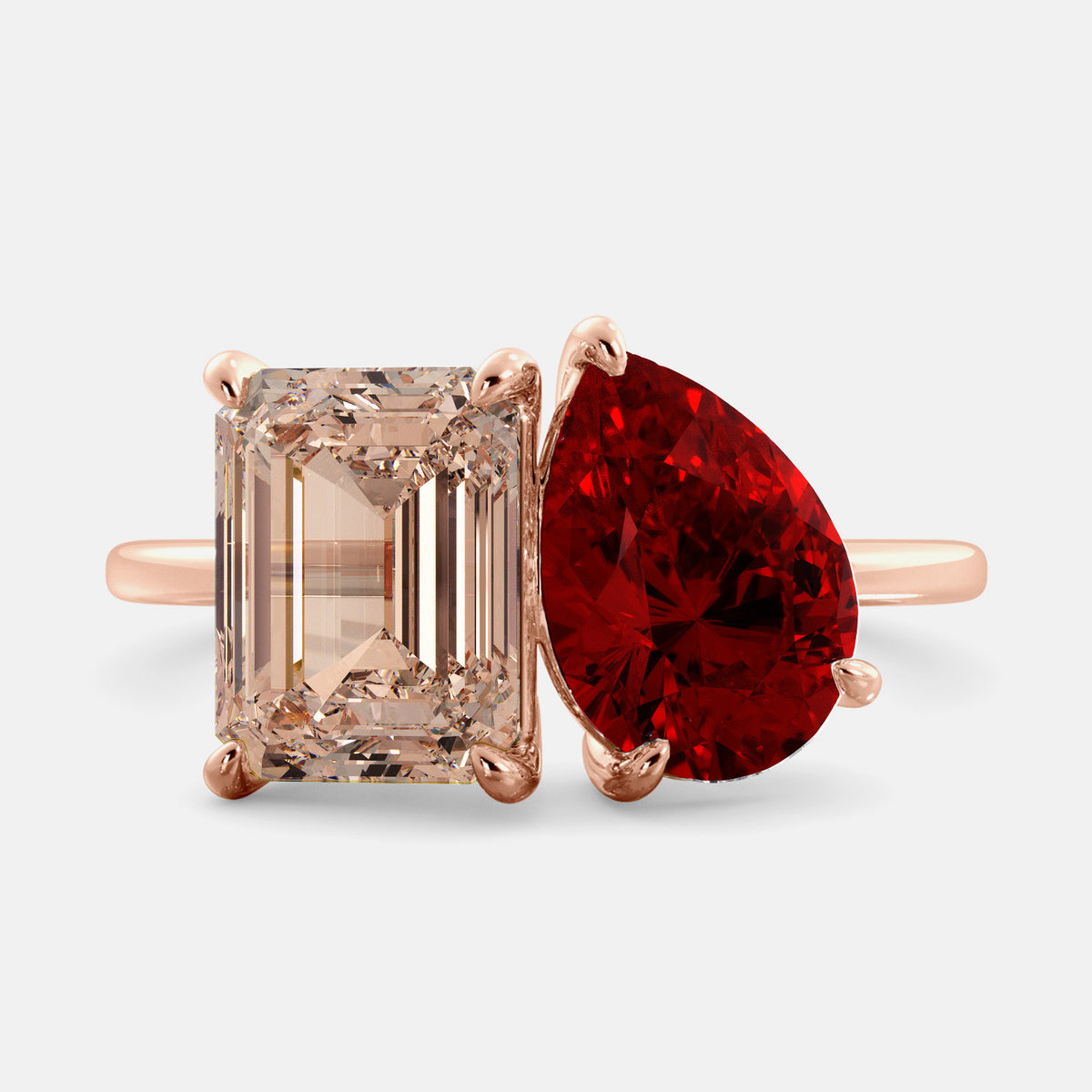 Morganite Toi et Moi Ring