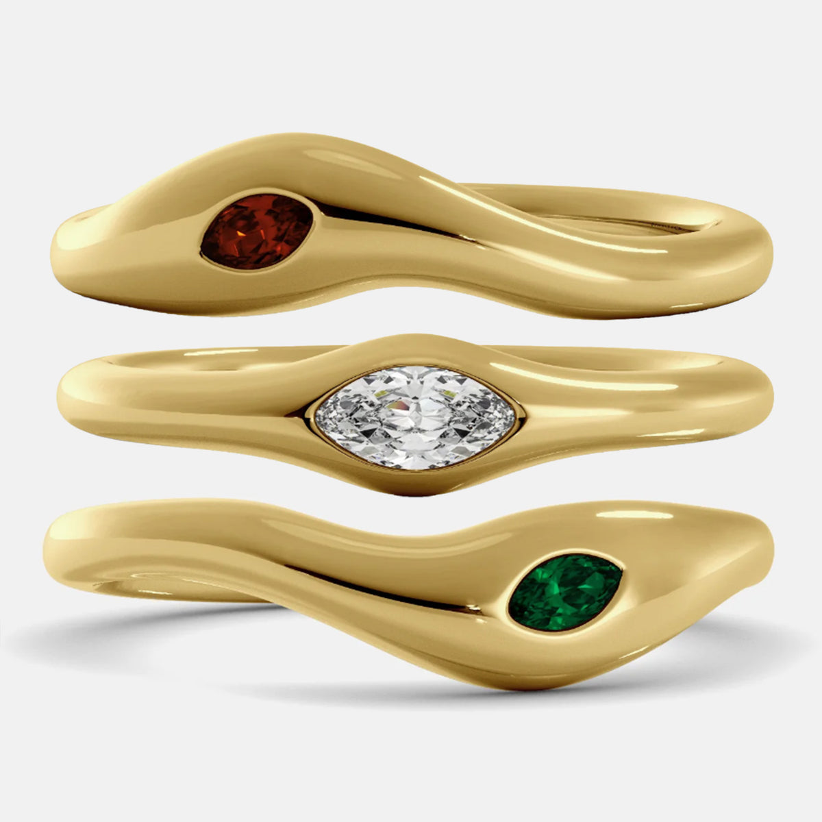 Undercurrent Wave Ring Set