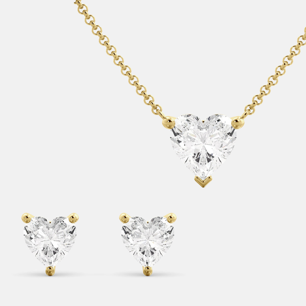 Cari Heart-Shaped Diamond Necklace & Studs Set
