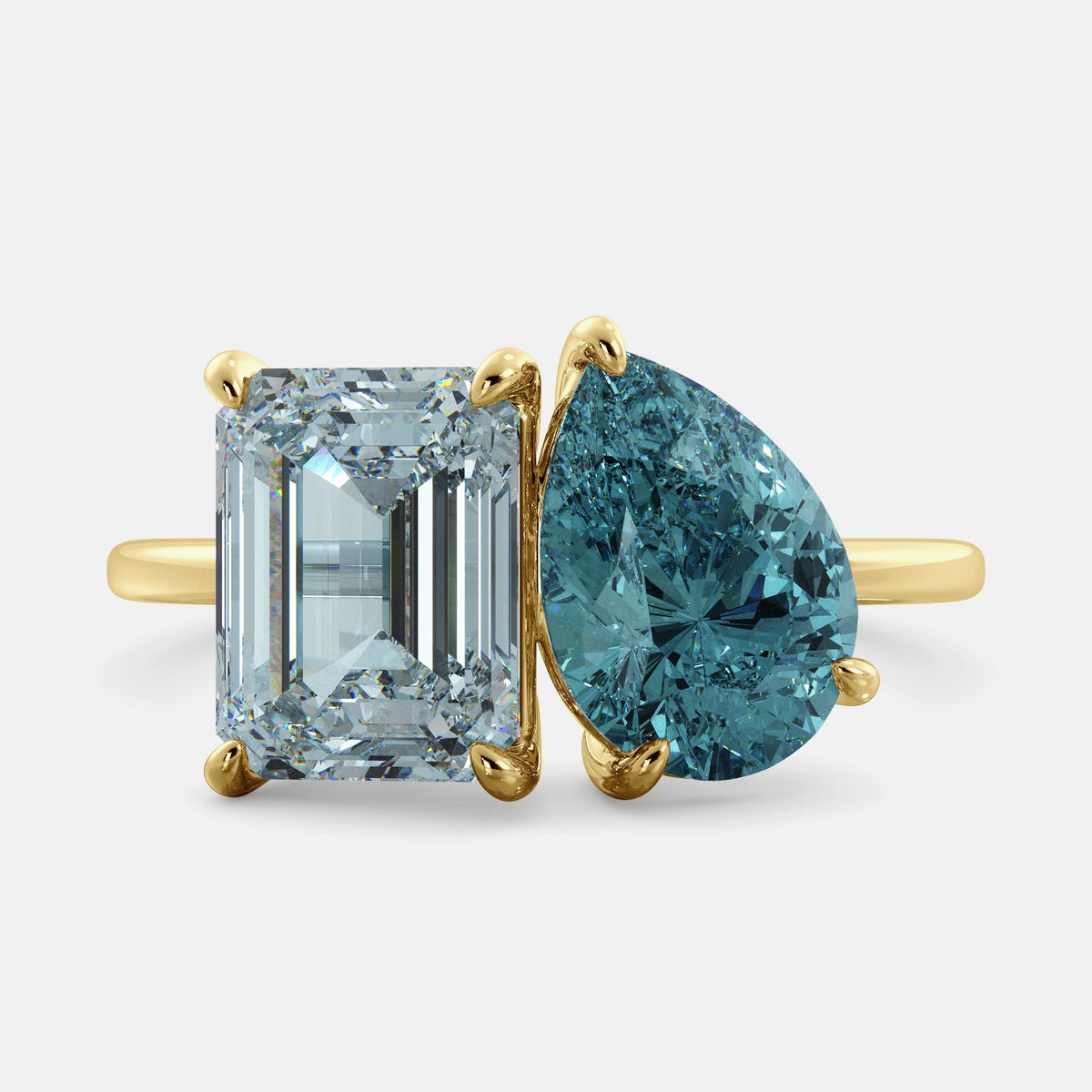 Emerald Cut London Blue Topaz and Aquamarine Ring with Diamonds – Jamie Wolf