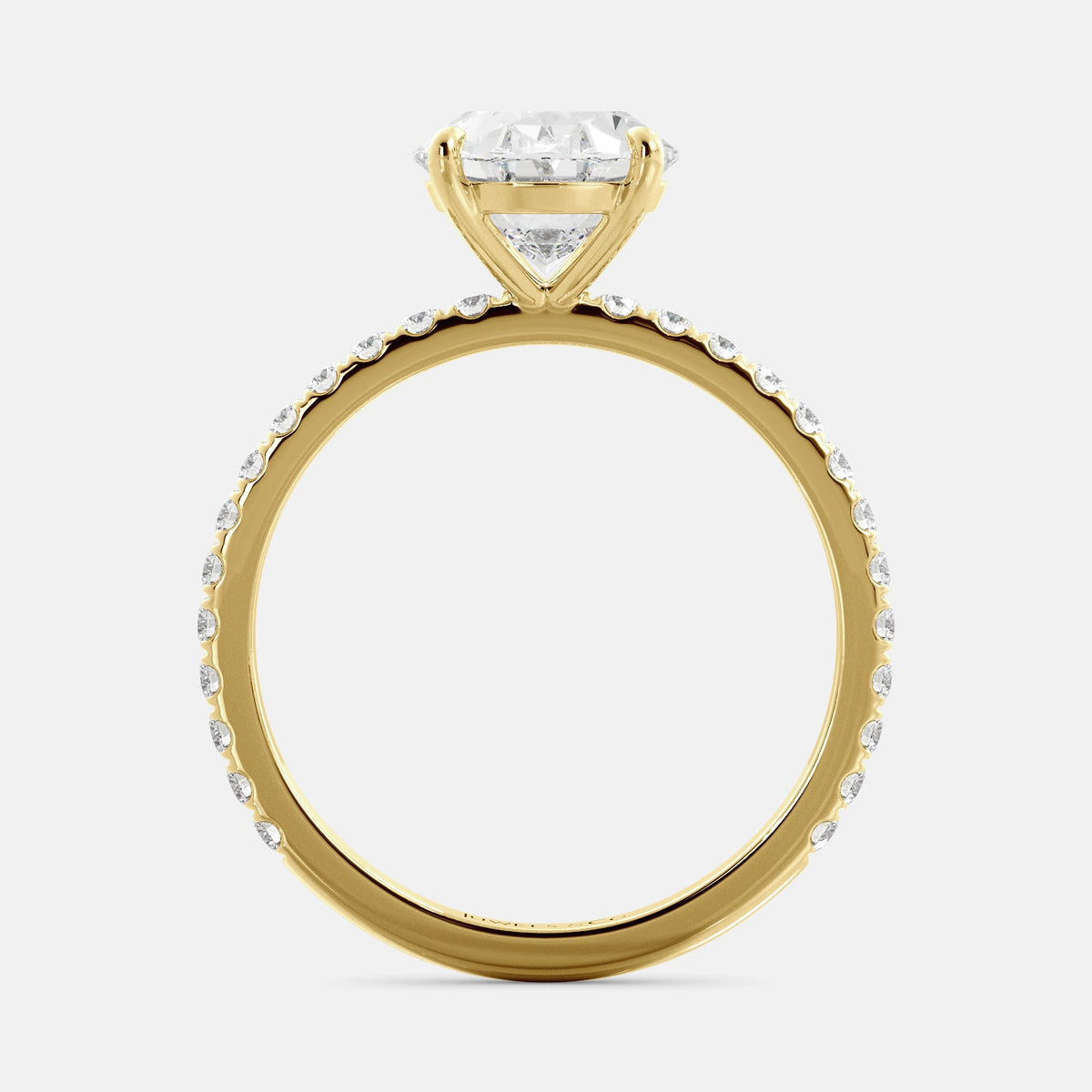 Lab-grown Oval Cut Diamond Ring with pave, 2 carat, yellow gold 14K