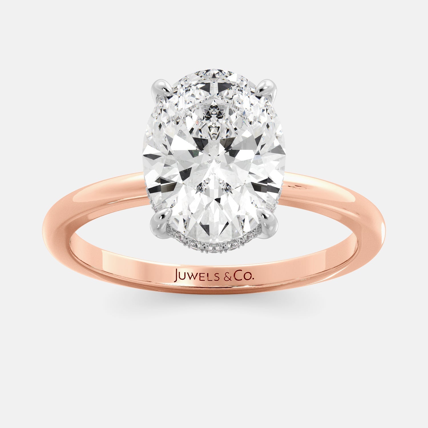 Lab-grown Oval Cut Diamond Ring, rose gold 14K