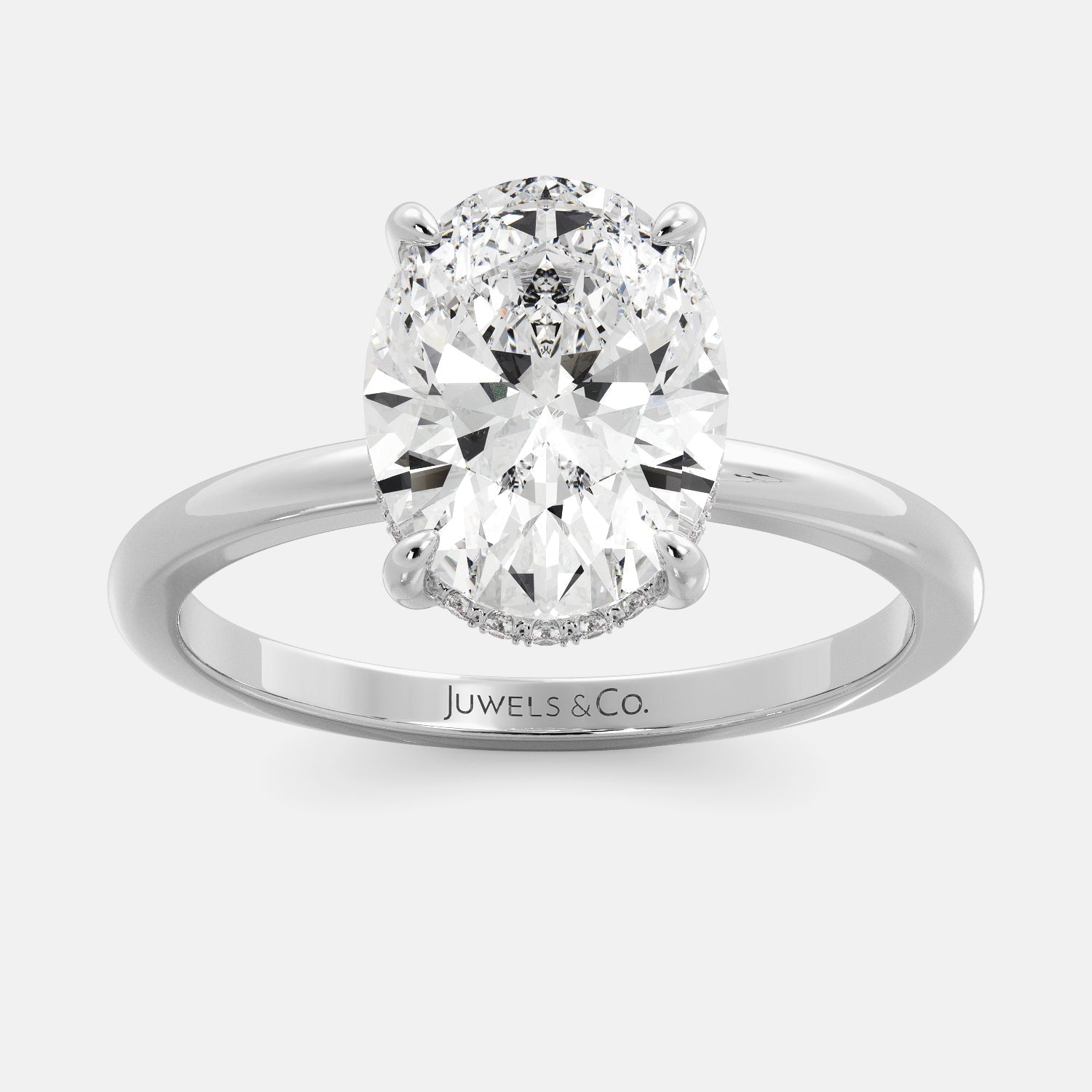 Lab-grown Oval Cut Diamond Ring, 2 carat, white gold 14K