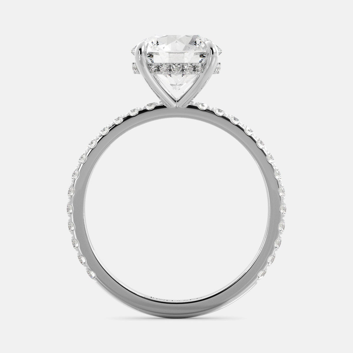 Lab-grown Round Cut Diamond with Pave Ring, 2-carat, white gold 14K